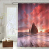 Coastline with Sea Stacks in Sunset Time Shower Curtain - Pink