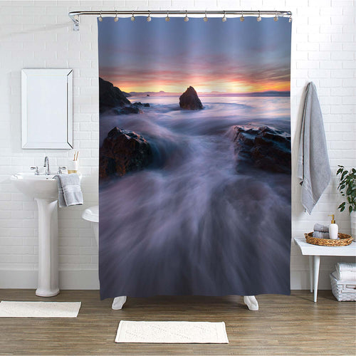 Movement of The Beach Shower Curtain - Grey Gold