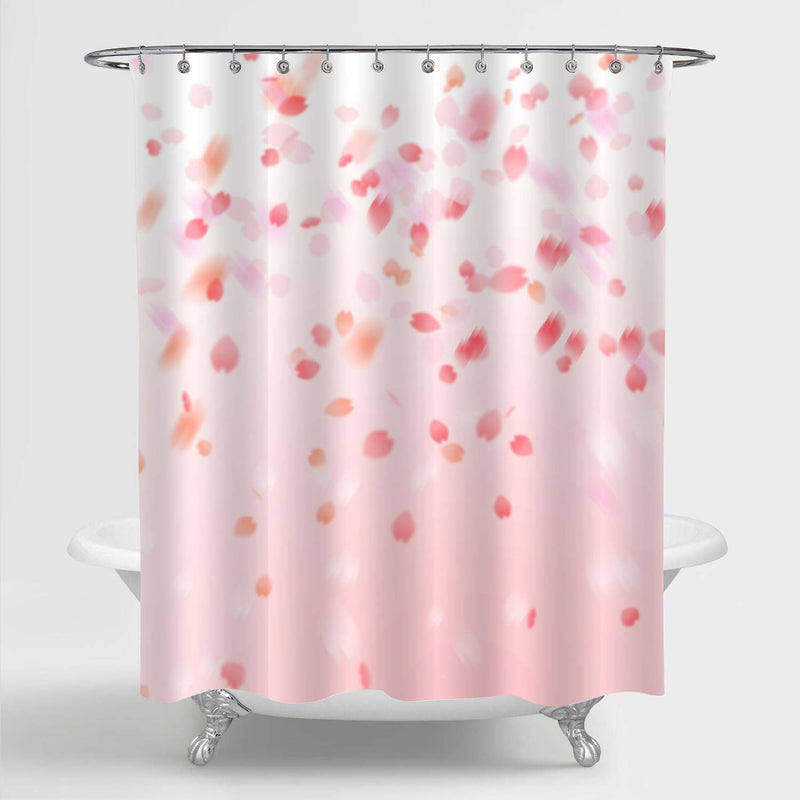 Cherry Blossoming Falling Petals Flowers Shower Curtain - Pink