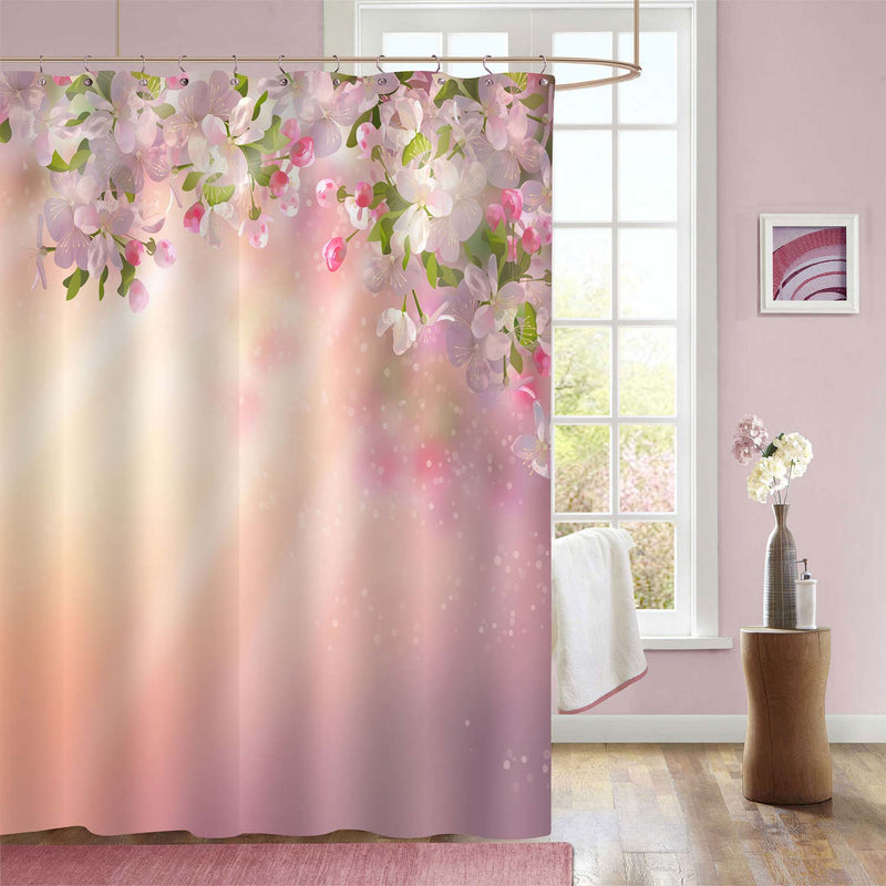Spring Apple Floral Blossom Shower Curtain - Pink