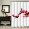 Chinese-style Drawings Plum Flower Shower Curtain - Red Black White