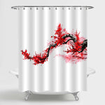 Chinese-style Drawings Plum Flower Shower Curtain - Red Black White