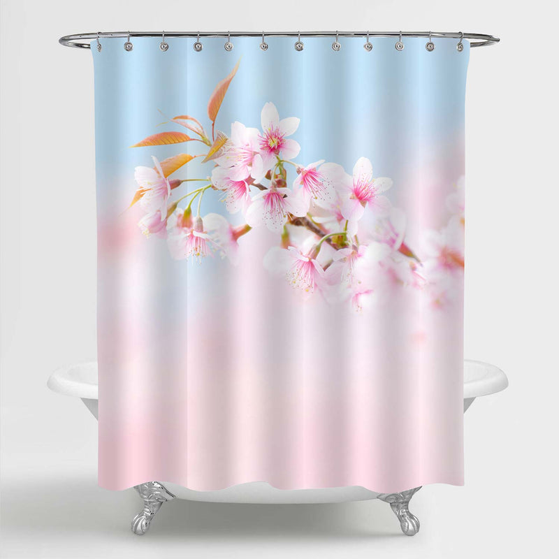 Wild Himalayan Cherry Blossom Flowers Shower Curtain - Pink