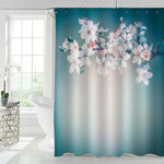 Blossoming Branch Cherry Florals Shower Curtain - Green Blue