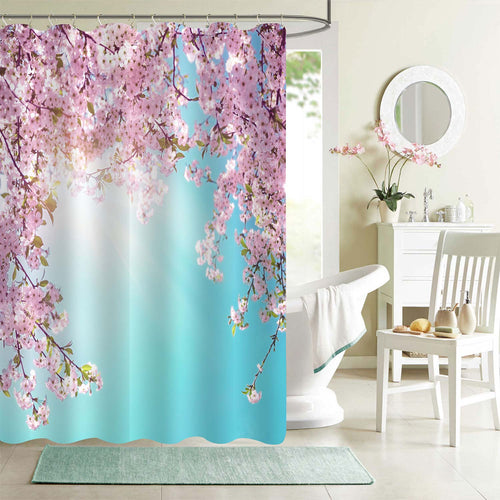 Branches of Blossoming Sakura Florals Shower Curtain - Pink