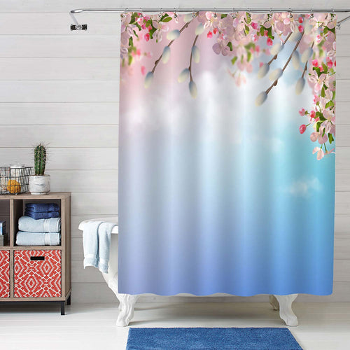 Blooming Cherry Tree Branch in Springtime Shower Curtain - Pink