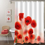 Spring Field of Red Poppy Flowers Shower Curtain - Red