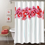 Watercolor Poppy Florals with Petals Shower Curtain - Red