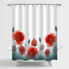 Poppies Flowers and Buds Shower Curtain - Red Green