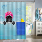 Cartoon French Bulldog in a Bathtub Shower Curtain - Green