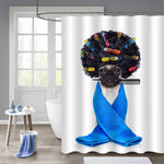 Pug Dog with Hair Rulers Shower Curtain - Black Blue