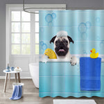 Pug Dog in a Bathtub Shower Curtain - Green