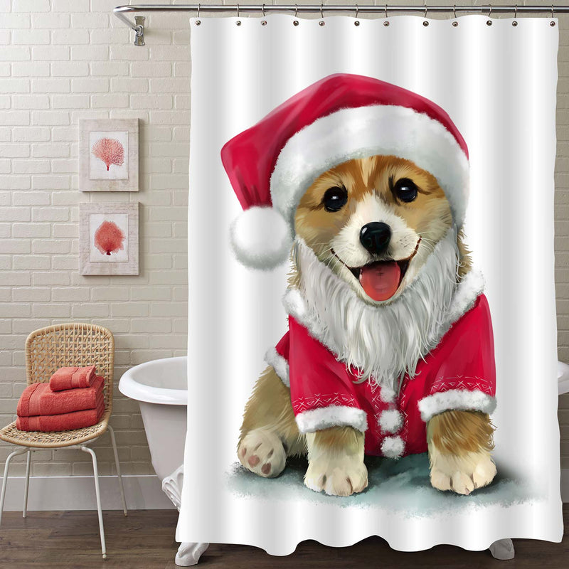 Christmas Dressed Up Corgi Shower Curtain - Red