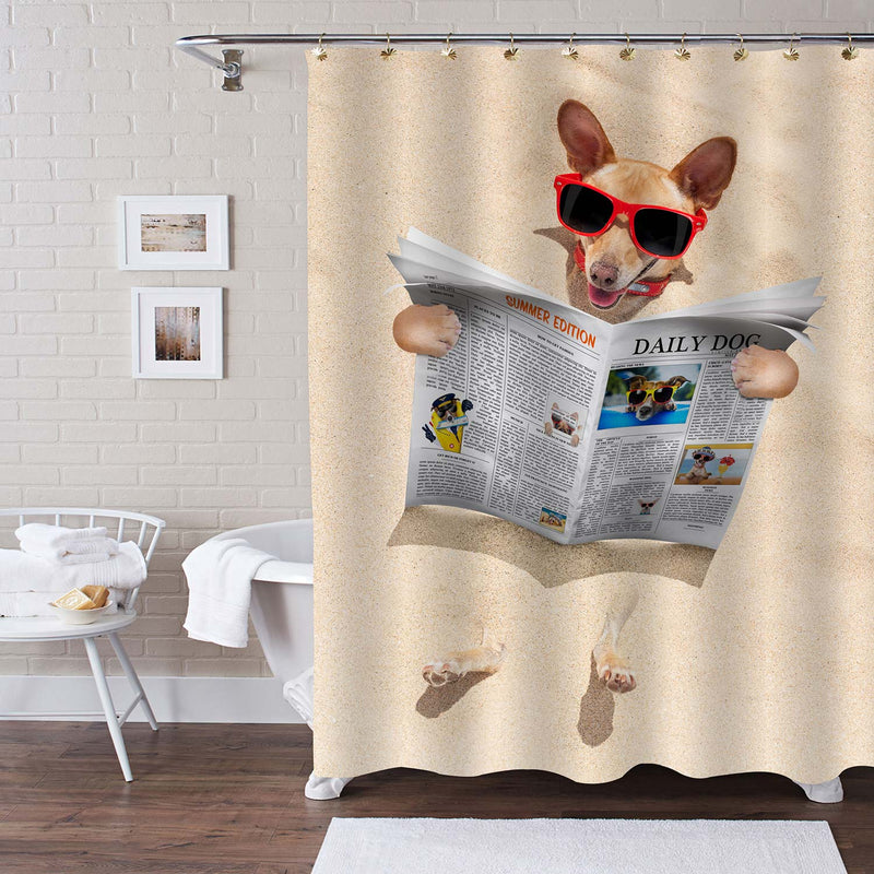 Chihuahua Dog Buried in Sand Beach on Summer Vacation Holidays Shower Curtain - Sand