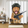 Puppy Defender Shower Curtain - Brown