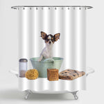 Young Chihuahua in a Basin to Get Washed Shower Curtain