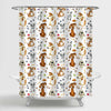 Watercolor Cartoon Dogs Pattern Shower Curtain - Brown Grey