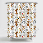 Watercolor Cartoon Dogs Pattern Shower Curtain - Brown Grey