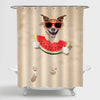 Jack Russell Dog Buried in Sand Beach Shower Curtain - Sand