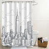 Sketchy New York Landmark Empire State Building and Skyscrapers Skyline Scenic Shower Curtain - Black White