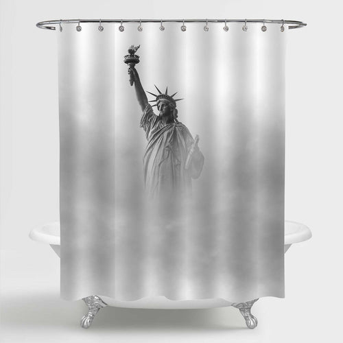 Foggy Statue of Liberty in New York City Shower Curtain - Grey