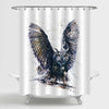 Watercolor Retro Owl Spread Its Wings Shower Curtain - Dark Grey