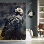 Closeup of Snowy Owl in the Fog Shower Curtain - Dark Grey