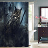 Eagle Owl on the Tree Shower Curtain - Dark Blue