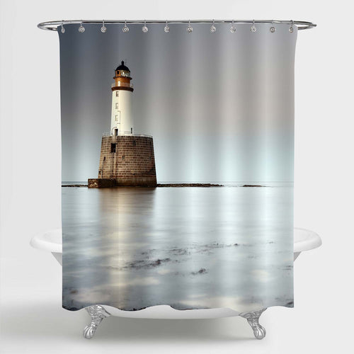 Rattray Head Lighthouse on The European Coast Shower Curtain - Grey