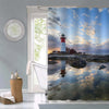Relaxing Morning at a Lighthouse in Kvarken Shower Curtain - Grey Blue