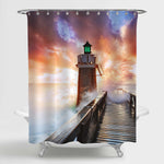 Marshall Point Lighthouse Shower Curtain - Gold Brown