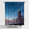 Marblehead Lighthouse at Dawn Shower Curtain - Blue