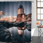 Reflection at Castle Hill Lighthouse Shower Curtain - Brown Grey