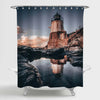 Reflection at Castle Hill Lighthouse Shower Curtain - Brown Grey