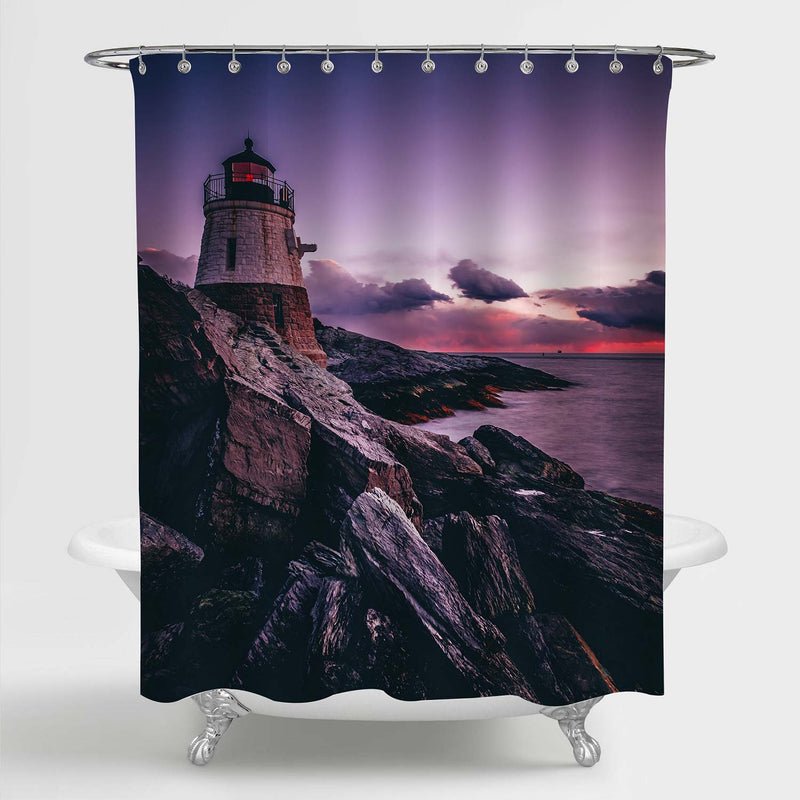 Newport Rhode Island Lighthouse Shower Curtain - Purple