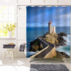 French Lighthouse of Minou with Blue Sky Shower Curtain - Blue Brown