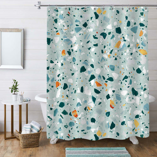 Italian Marble Mosaic Surface Shower Curtain - Green