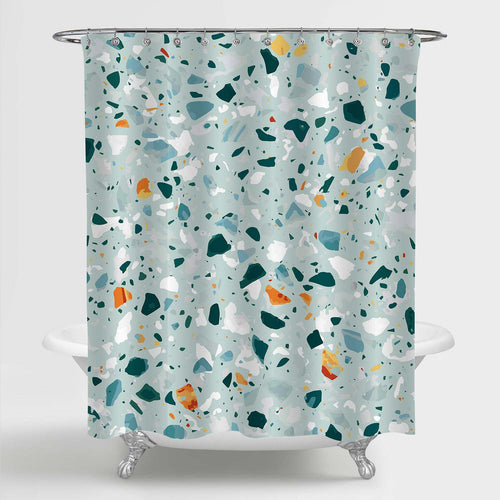 Italian Marble Mosaic Surface Shower Curtain - Green