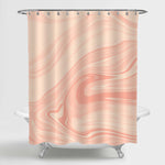 Abstract Liquid Marble Texture Shower Curtain - Coral