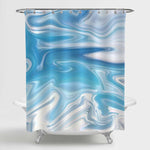 Marble Liquid Pattern Shower Curtain - Blue White