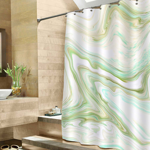 Flowing Swirl and Ombre Lines Shower Curtain - Green