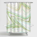 Flowing Swirl and Ombre Lines Shower Curtain - Green