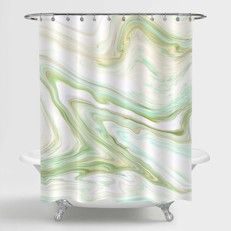 Flowing Swirl and Ombre Lines Shower Curtain - Green
