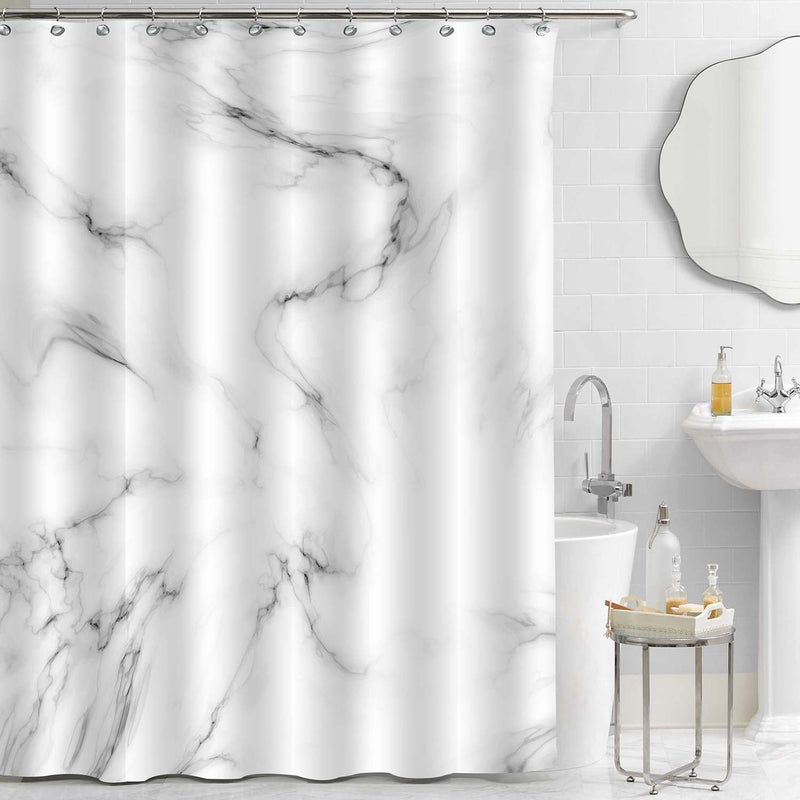 Liquid Marble Stone Texture Shower Curtain - Black White