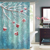 Frozen Tree Branches with Red Berry Shower Curtain - Green