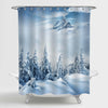 Scenery of Winter Foggy Mountains Shower Curtain - White