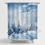 Scenery of Winter Foggy Mountains Shower Curtain - White