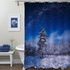 Forest Covered with Fresh Snow in a Winter Moon Light Shower Curtain - Blue