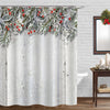 Wooden Plank with Red Berry and Holly Shower Curtain - Green Red White