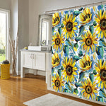 Vintage Watercolor Sunflower Shower Curtain - Yellow Green